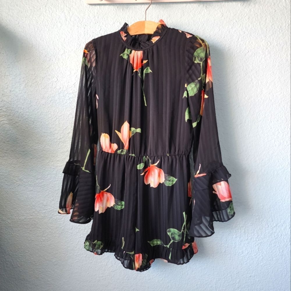 Lulu's Black Floral Romper